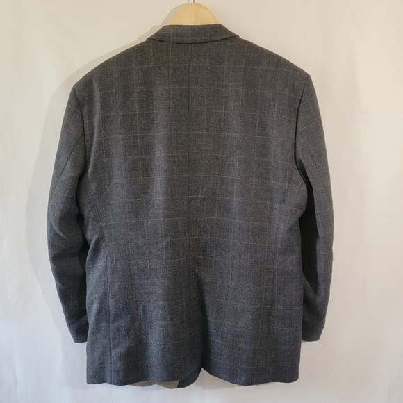 John Weitz Vintage Men's Wool Sport Coat Sz 48R Gray Plaid Three Button Lined - Picture 2 of 12